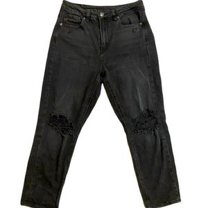 American Eagle Black Ripped Mom Jeans 4 XShort